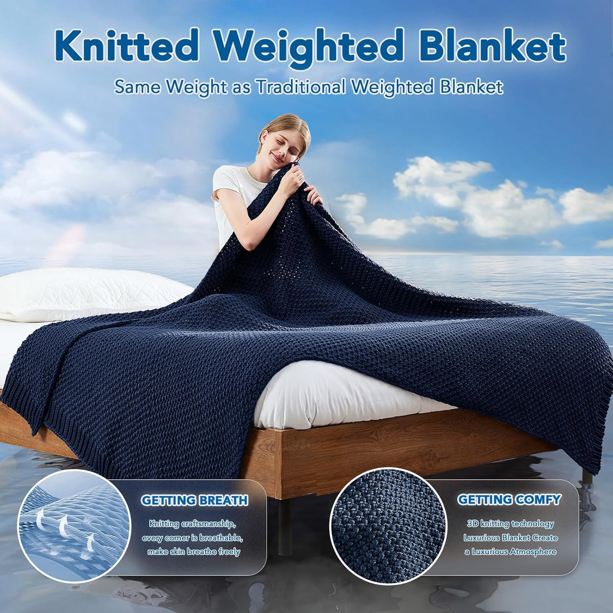 Cozy Comfort Weighted Knitted Blanket With Cooling Microfiber For All Season Relaxation - Elesira