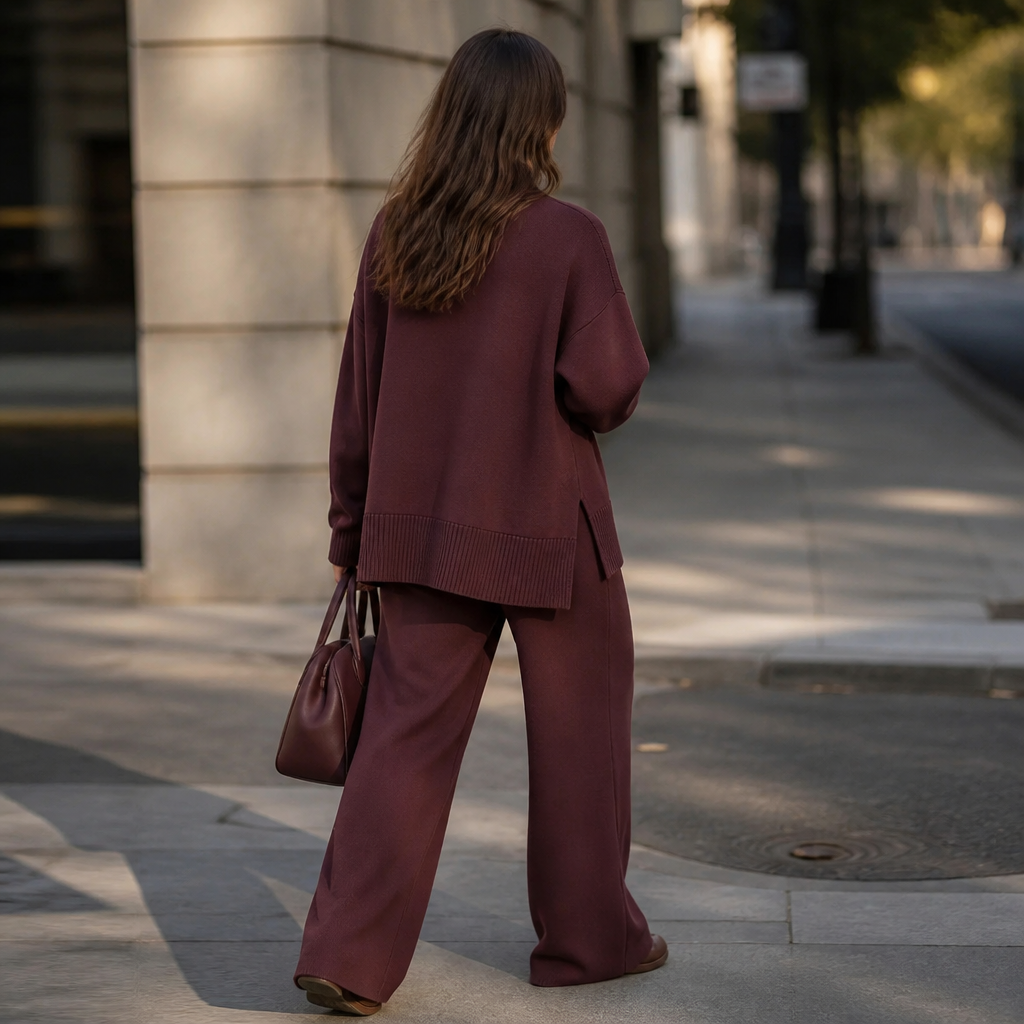 SilvaEase – Ensemble confortable composé d’un pull oversize et d’un pantalon à jambes larges | elesira