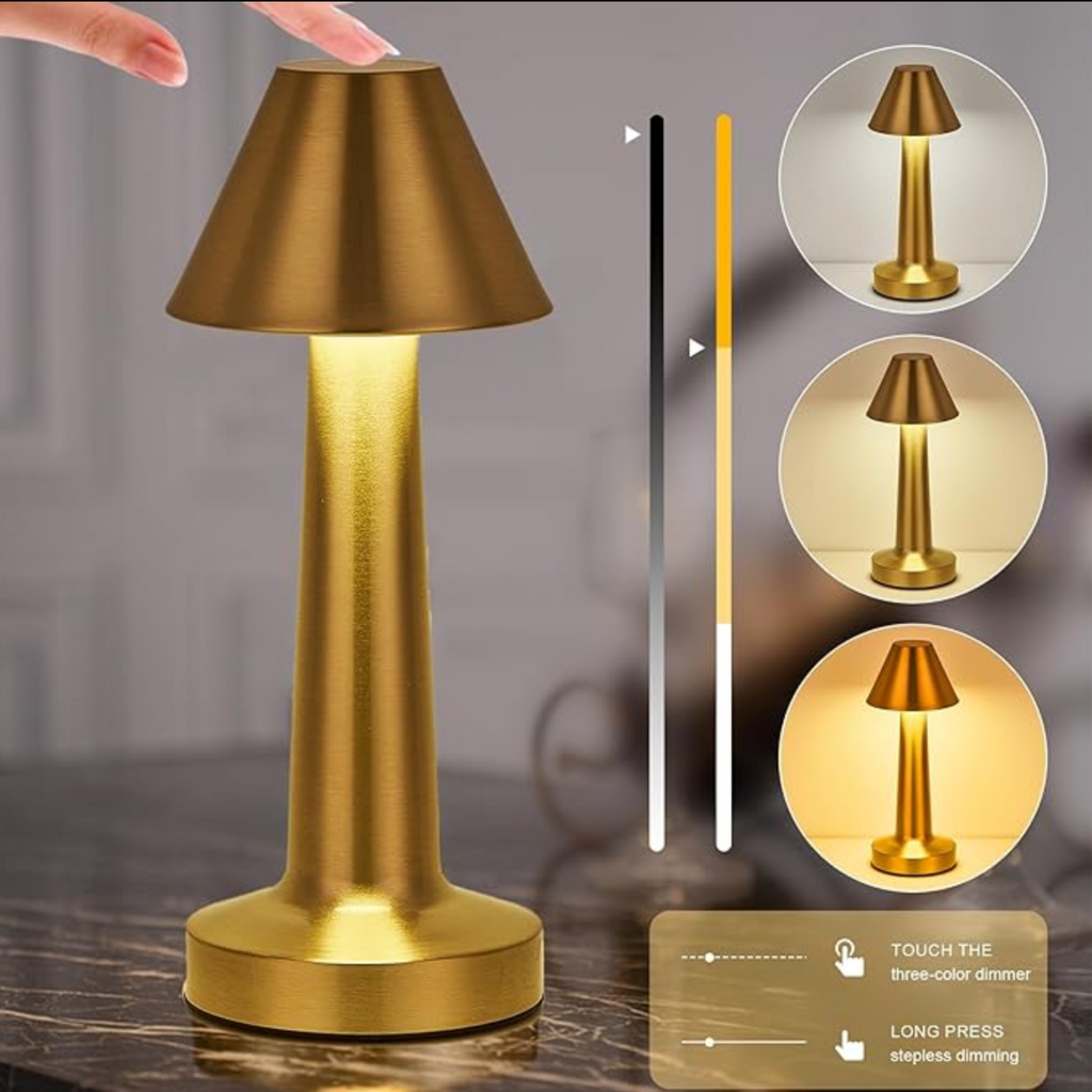 Trådløs, dæmpbar LED-batteribordlampe LuxLamp – Moderne berøringsbetjening - Stue - Læselampe - Sengebordslampe | elesira