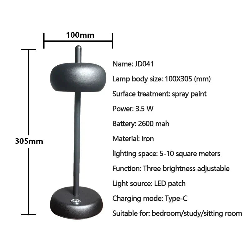 Modern Art Cordless Round LED Table Desk Lamp | elesira