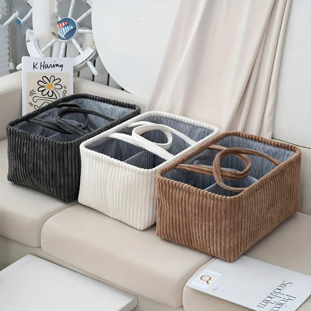 Panier de rangement polyvalent avec séparateurs - Organisateur avec poignées | elesira