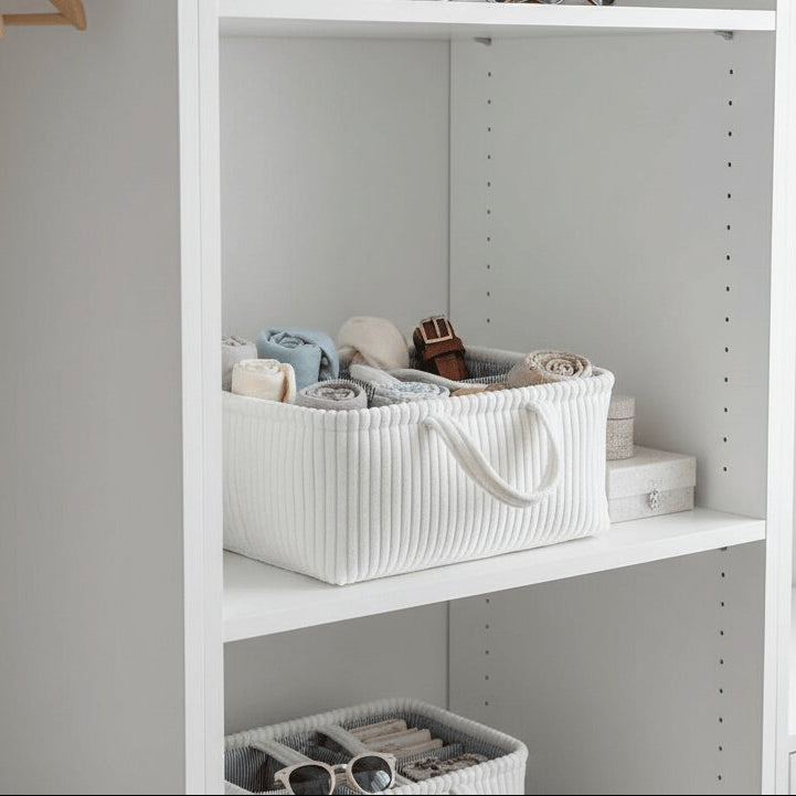 Panier de rangement polyvalent avec séparateurs - Organisateur avec poignées | elesira