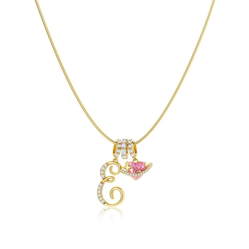 ViviLuxe – قلادة بحرف أول متصل مخصصة مع تعليقة قلب وردية | elesira