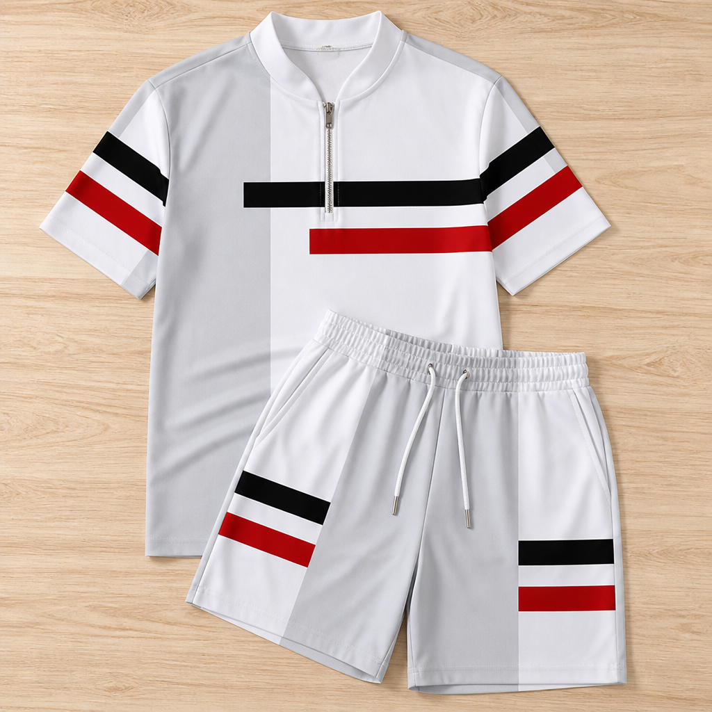 Zip-Collar Shirt & Shorts Set | Feel Fresh, Move Freely, Command Every Moment | elesira