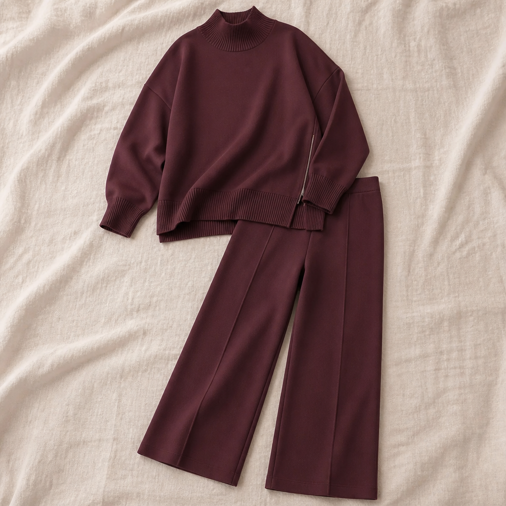 SilvaEase – Ensemble confortable composé d’un pull oversize et d’un pantalon à jambes larges | elesira