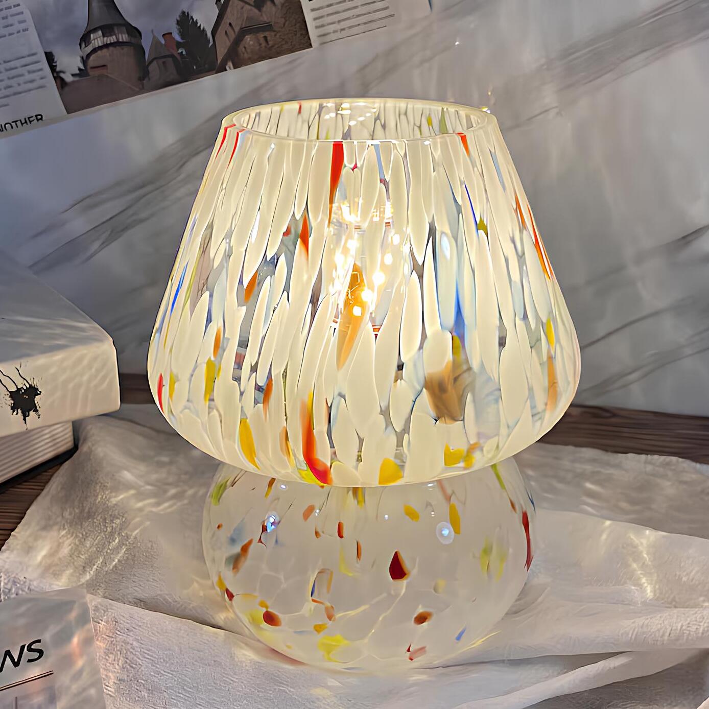 Hand-Blown Glass Art Lamp – Elegant Ambient Lighting for Home Décor | elesira