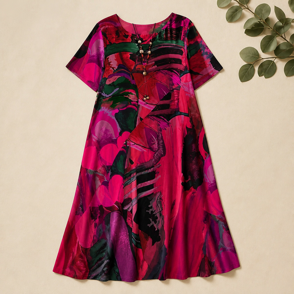 ZephyraWave – Robe d'été bohème au motif abstrait et aérien | elesira