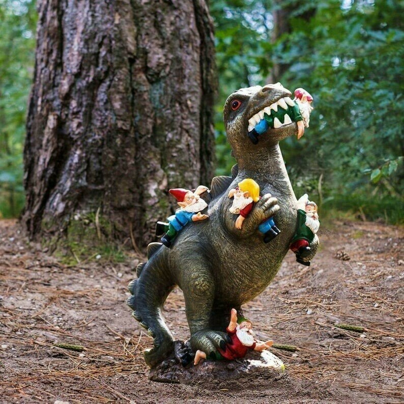 Figurină decorativă de grădină cu dinozaur din rășină, rezistentă la intemperii | elesira