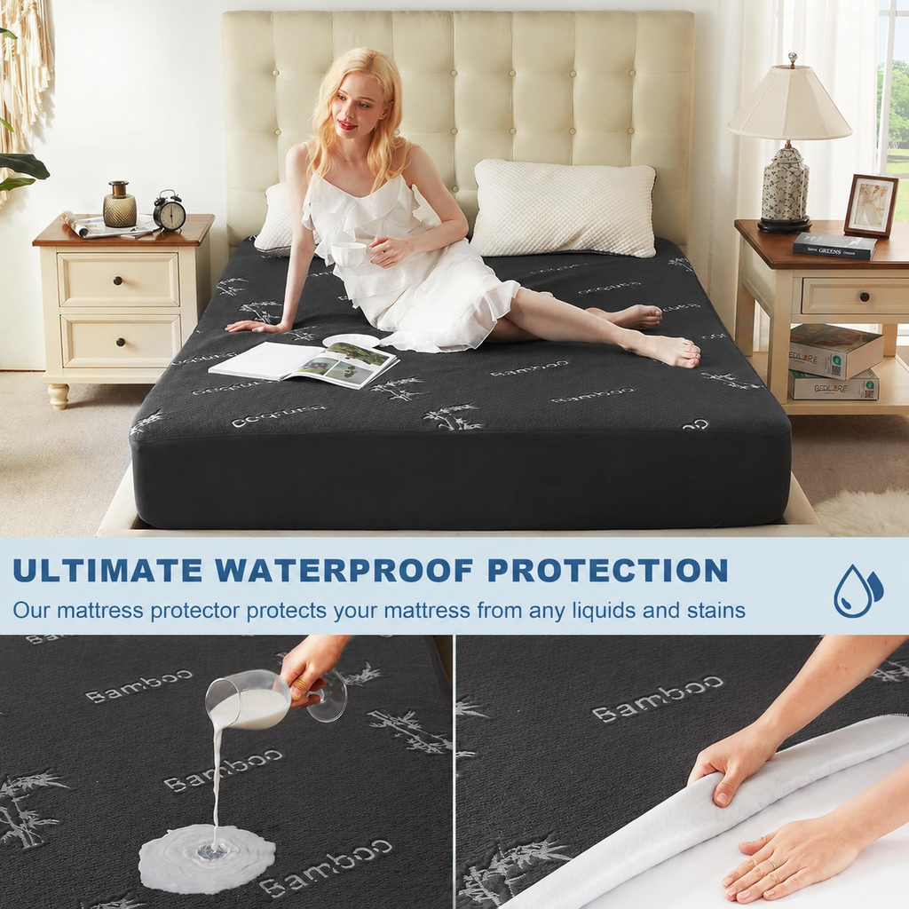 Proteggi-materasso EcoGuard con strato impermeabile e rivestimento in viscosa di bambù - Elesira