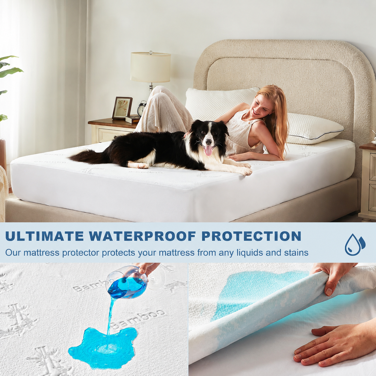Proteggi-materasso EcoGuard con strato impermeabile e rivestimento in viscosa di bambù - Elesira