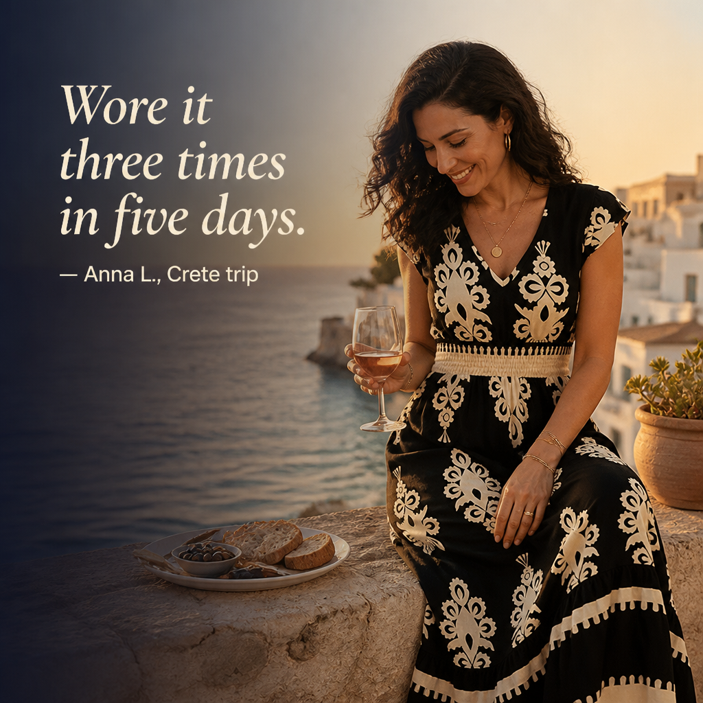 Vellureva | Slip on One Cap-Sleeve Maxi from Café Brunch to Rooftop Night | elesira