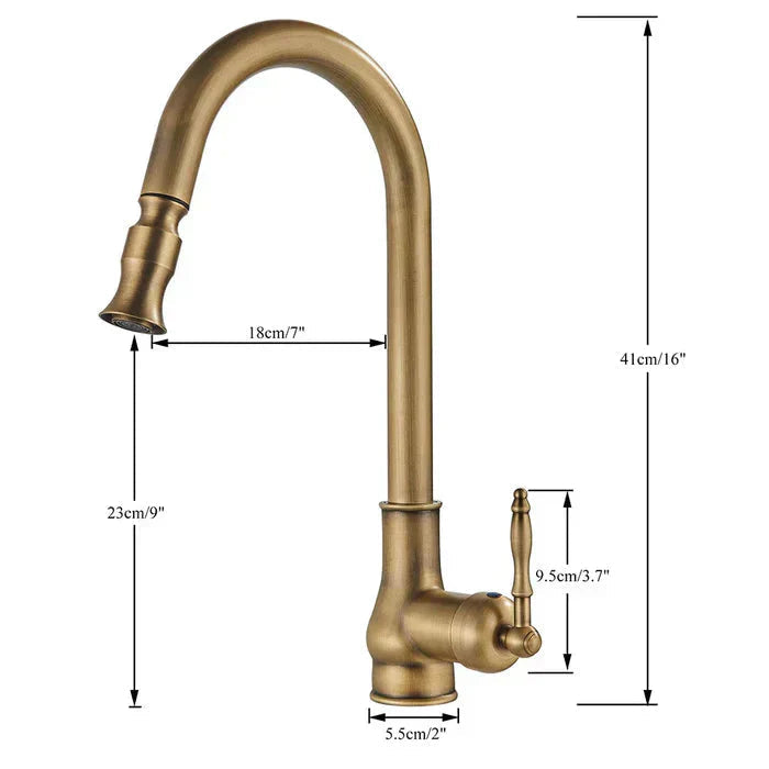 Robinet de cuisine vintage en laiton - Bec orientable - Commande à levier unique - BrassArc | elesira