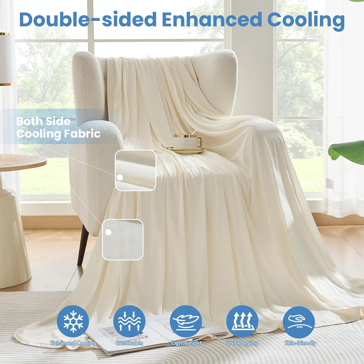 Cooling Blanket Lightweight Summer Comfort For Hot Sleepers And Night Sweats On Bed - Elesira