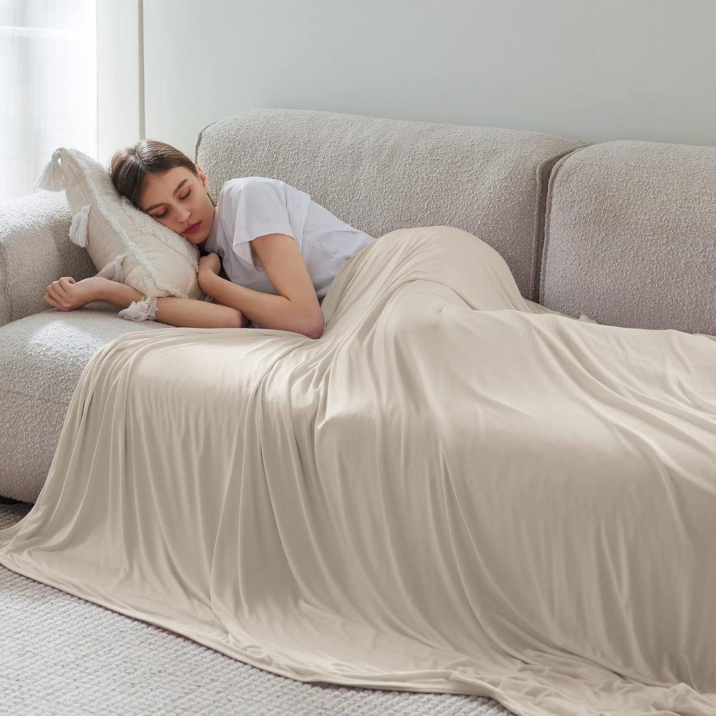 Cozy Comfort-kølende tæppe i bambusviskose til personer, der har det varmt om natten, og til rejser – Elesira