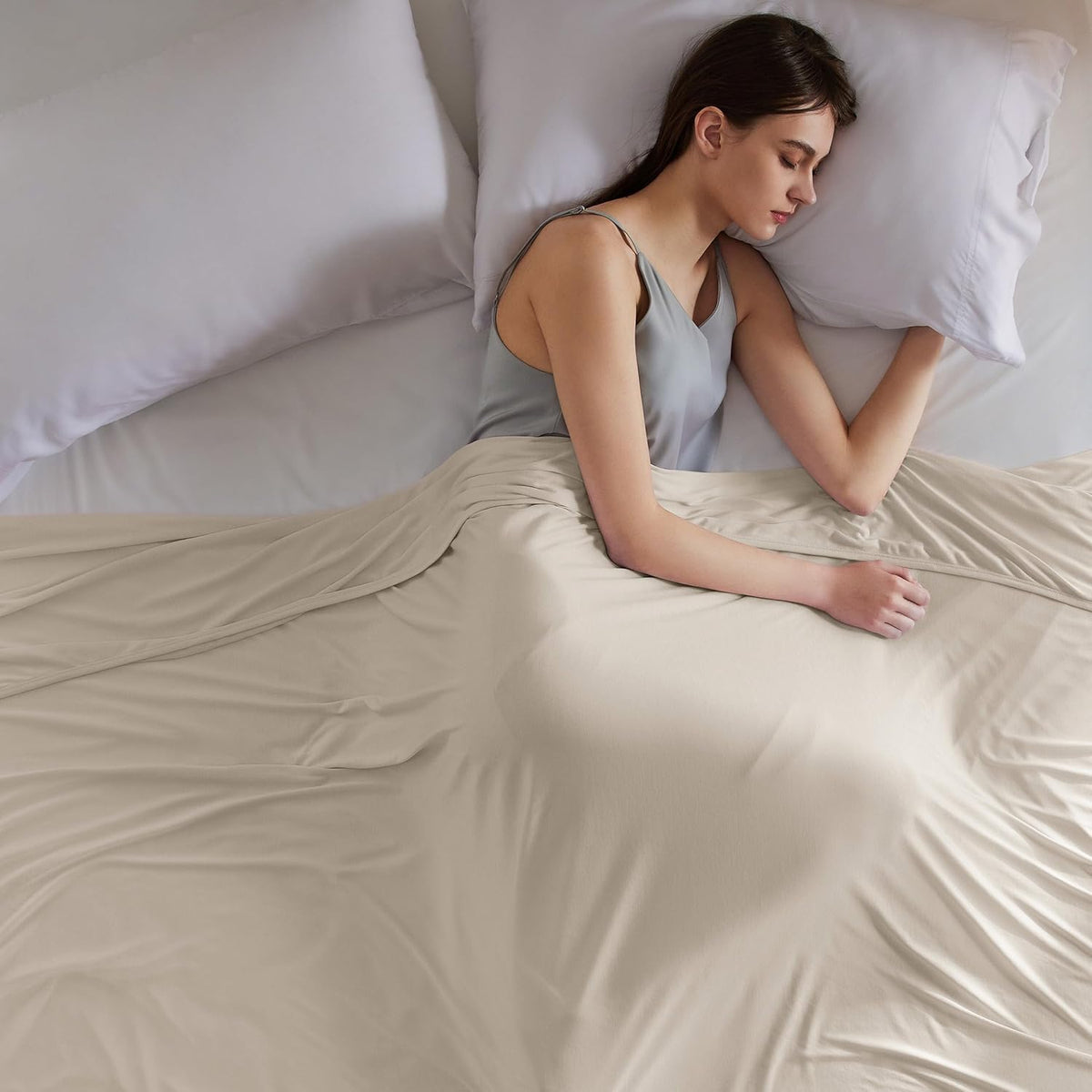 Cozy Comfort-kølende tæppe i bambusviskose til personer, der har det varmt om natten, og til rejser – Elesira