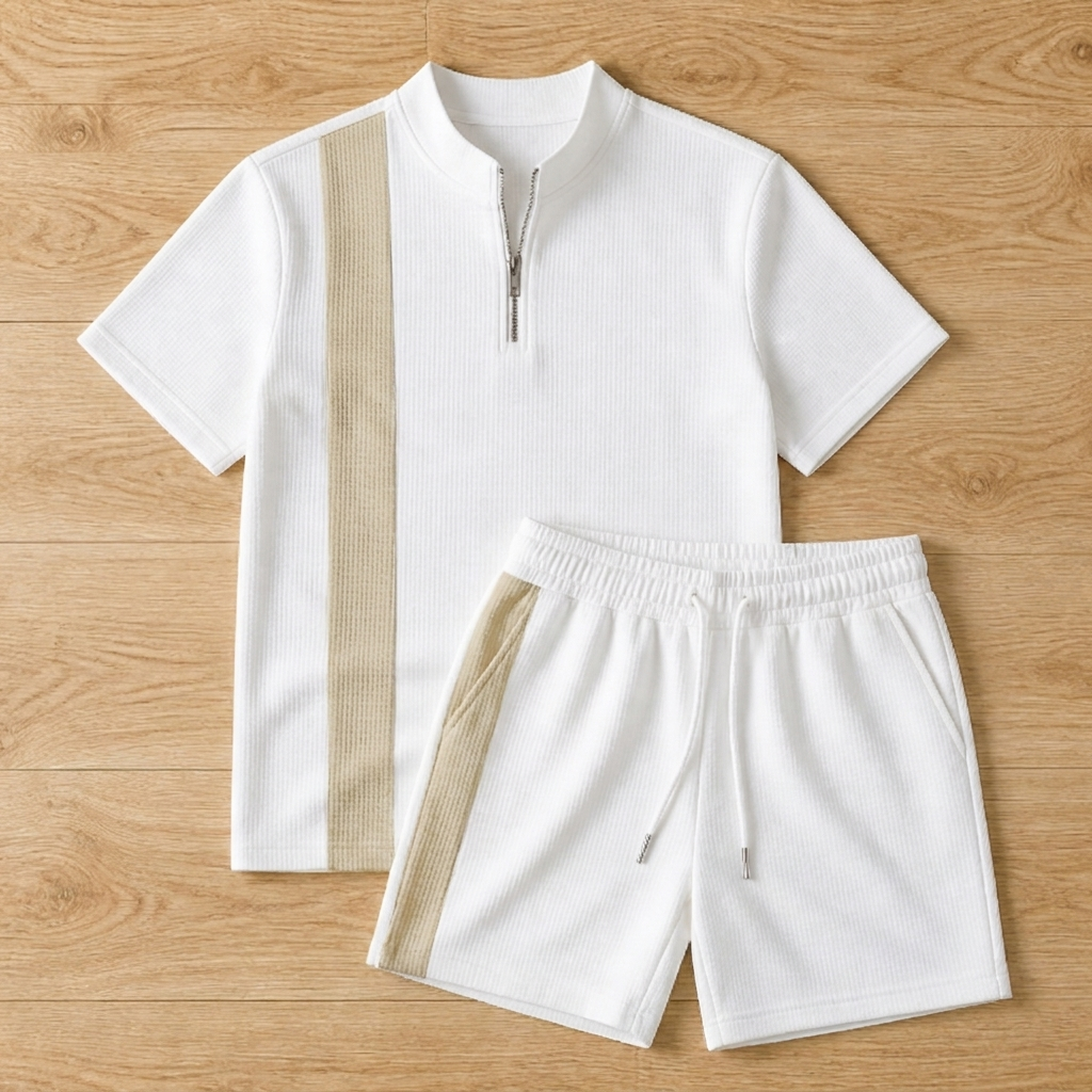 Zip-Collar Shirt & Shorts Set | Feel Fresh, Move Freely, Command Every Moment | elesira