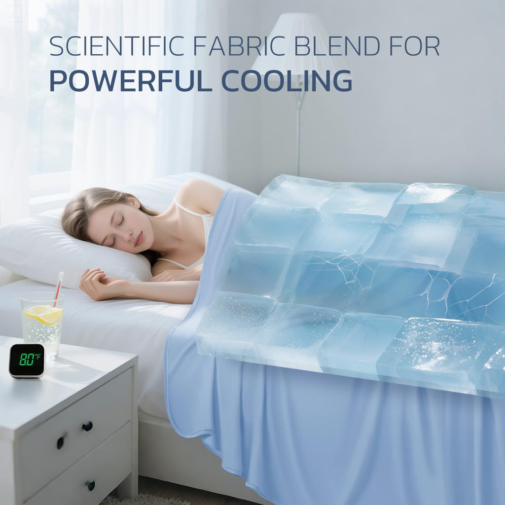 Cool Comfort Queen Cooling Blanket With Q Max Over 0.4 Fabric For Hot Sleepers - Elesira