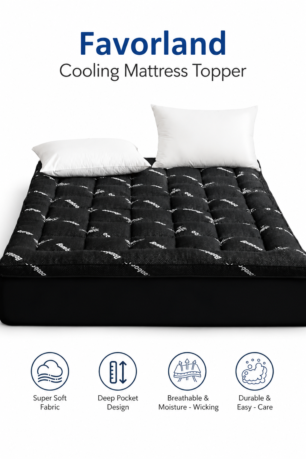 Sobrecolchón refrescante de bambú Comfort Cloud con grosor adicional para una comodidad transpirable - Elesira