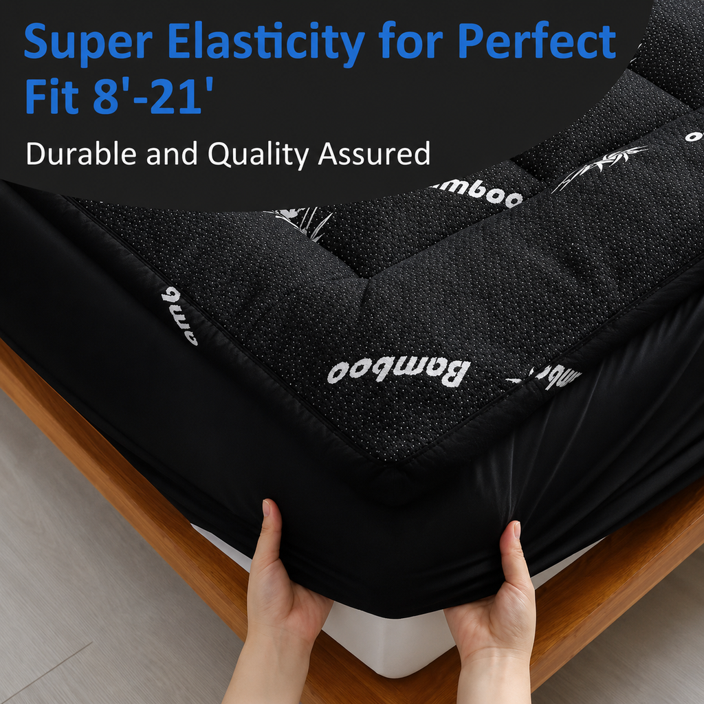 Sobrecolchón refrescante de bambú Comfort Cloud con grosor adicional para una comodidad transpirable - Elesira