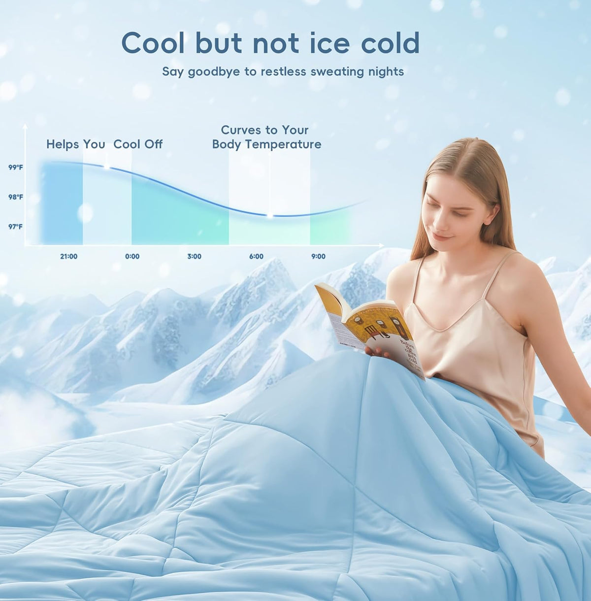 Cozy Comfort vendbart, kølende tæppe til nattesved, åndbart – Elesira