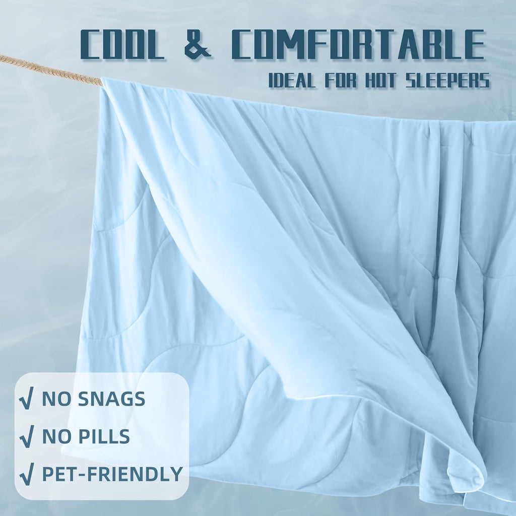 Moisture-Wicking Comforter Set With Lightweight Blanket And Pillowcases - Elesira