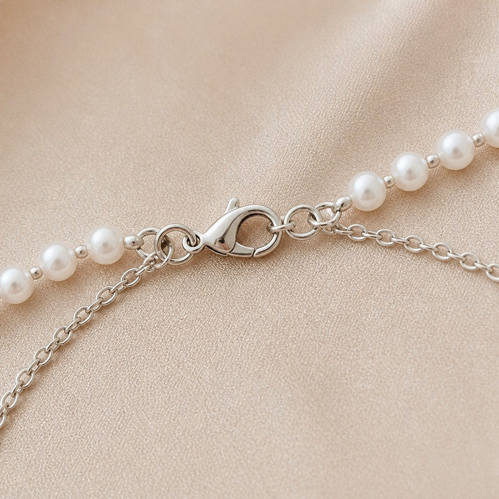 VitariaLuxe – Delicate Pearl Layers Necklace with Pendant Drop | elesira