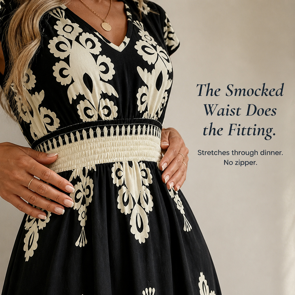 Vellureva | Slip on One Cap-Sleeve Maxi from Café Brunch to Rooftop Night | elesira