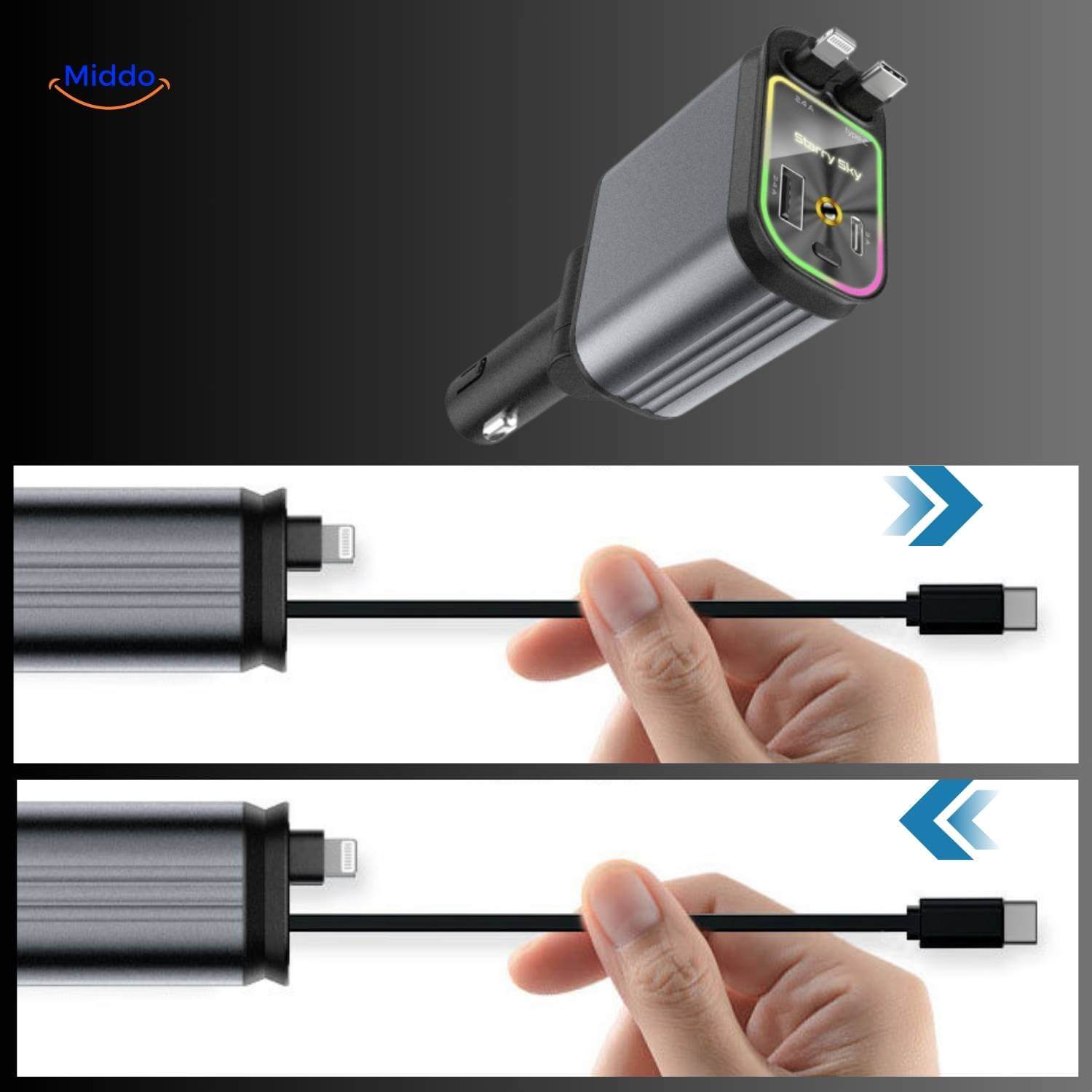 VoltAura | Power Up Four Devices Quickly & Illuminate Your Night Journey Sky | elesira