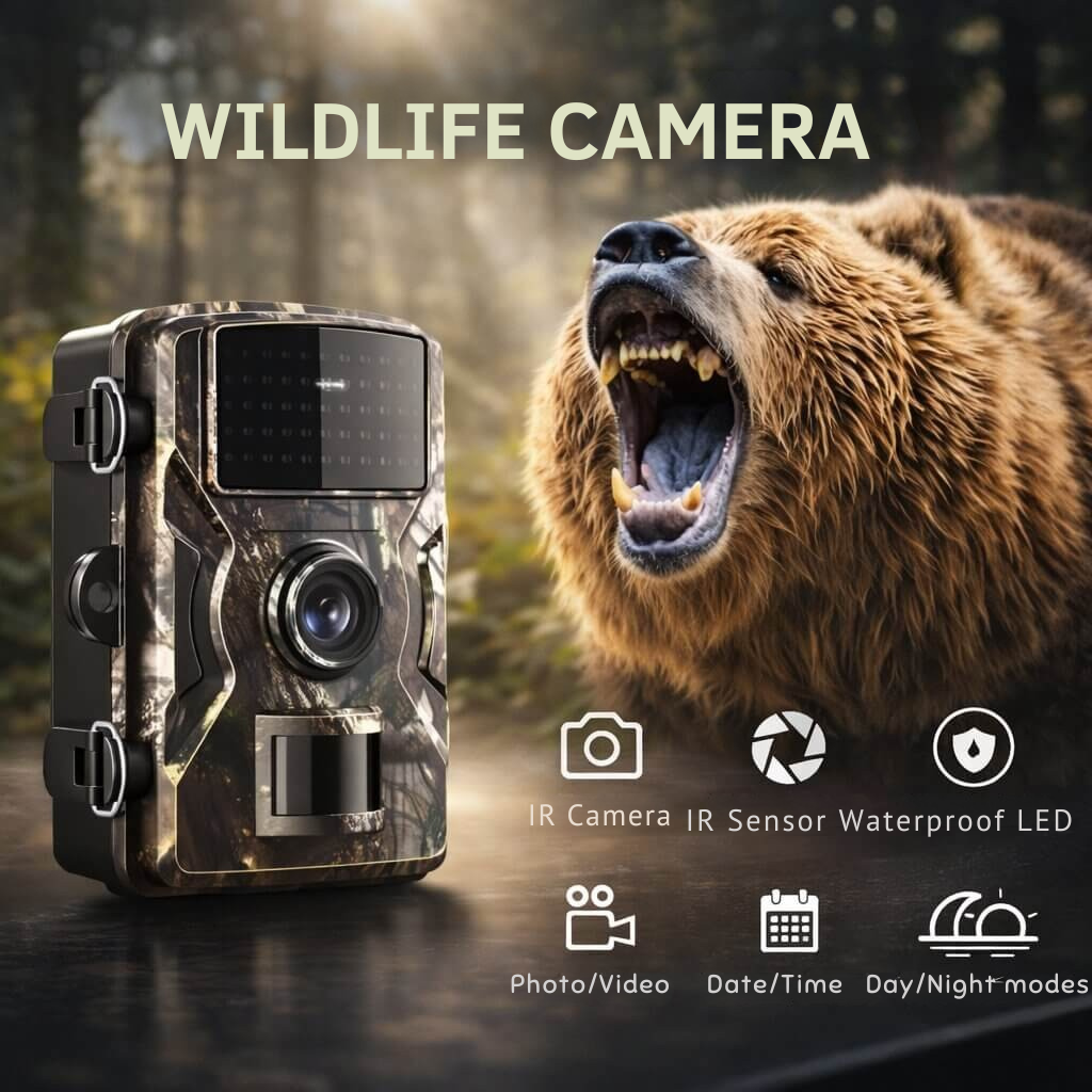 Cámara de monitoreo de fauna con visión nocturna - Detector de movimiento - Resistente a la intemperie - Forest Guardian | elesira