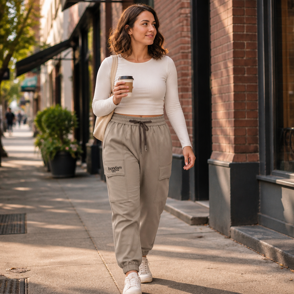 VitaLuxe – Pantaloni cargo jogger confortabili, cu talie ajustabilă cu șnur | elesira