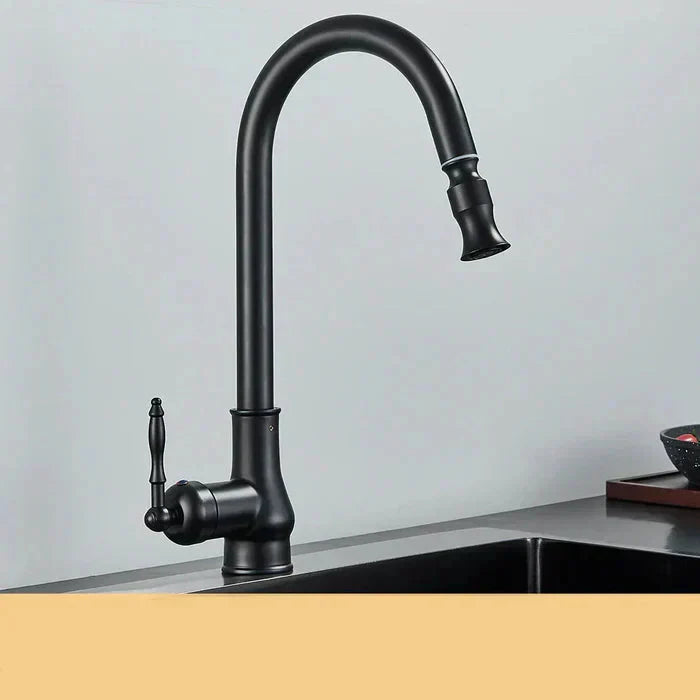 Robinet de bucătărie vintage din alamă - Pipă pivotantă - Control cu o singură manetă - BrassArc | elesira