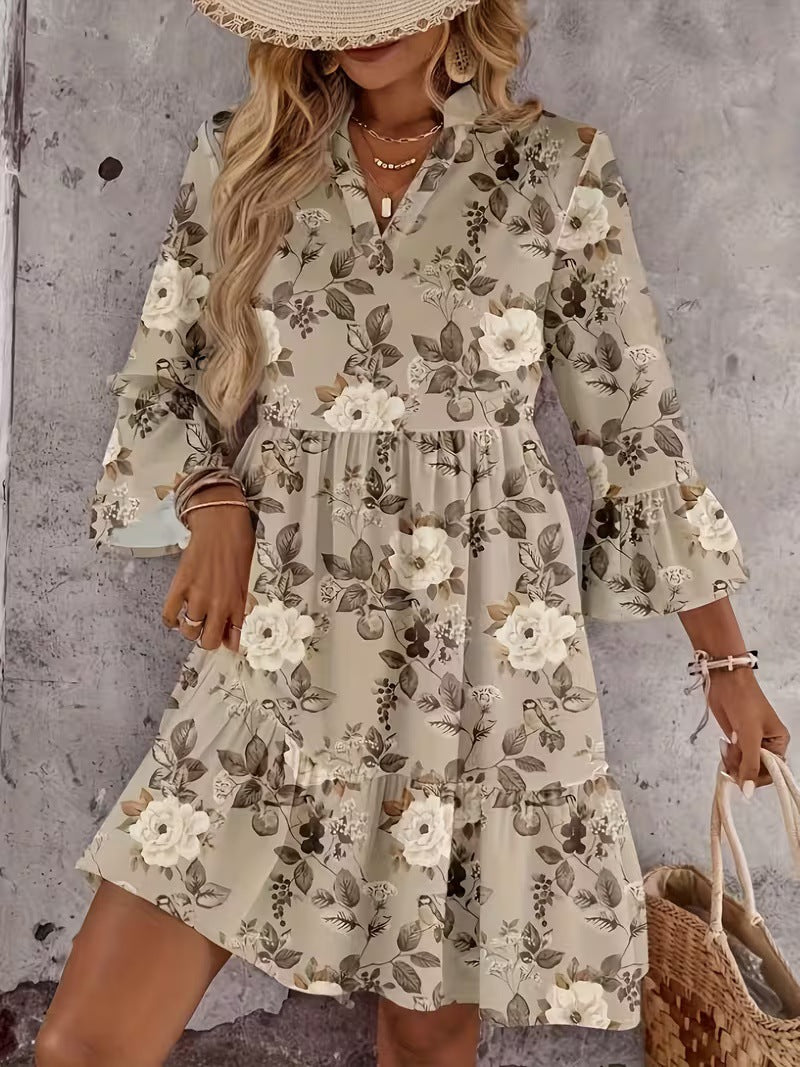Robe Élégante Manches Trois-Quarts