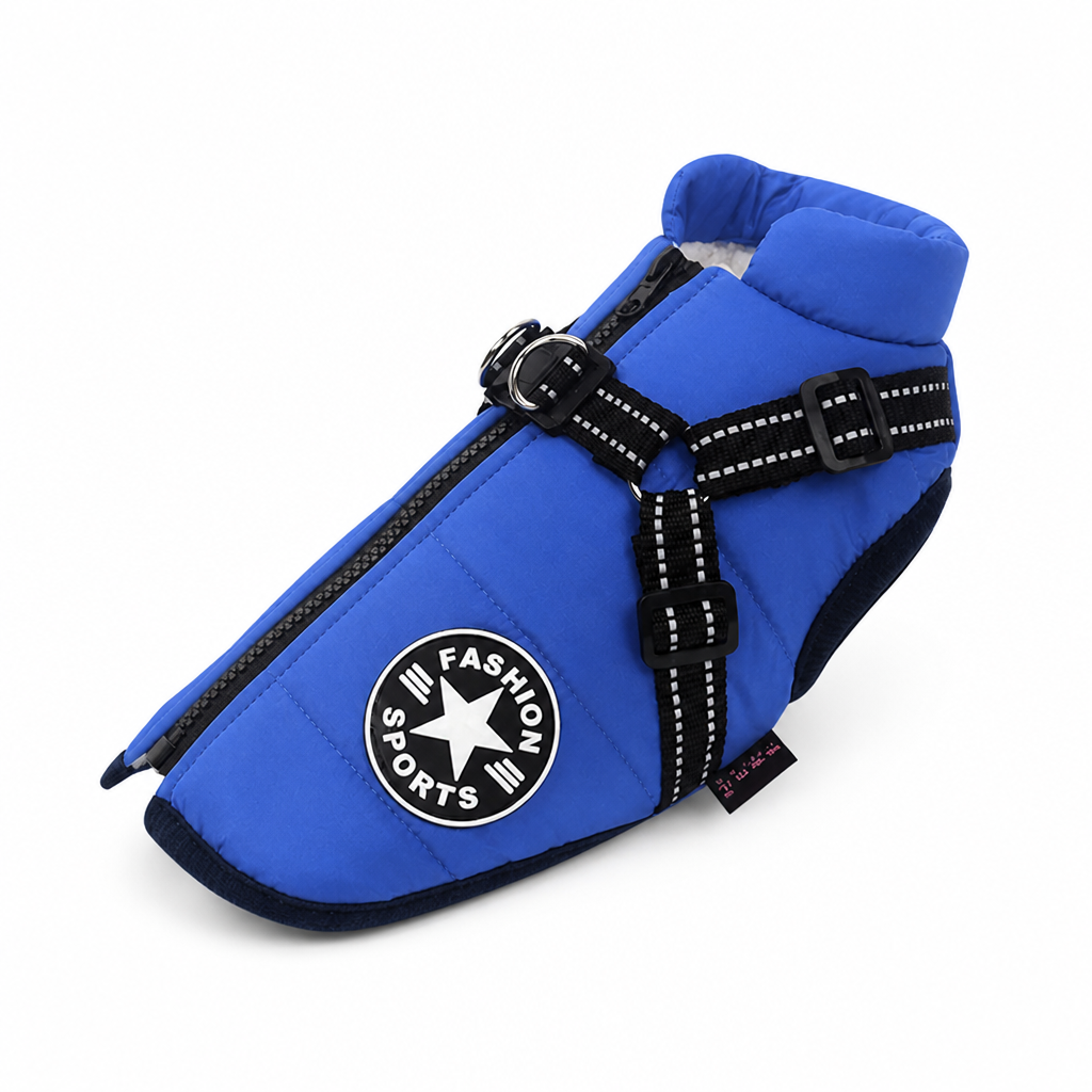 Waterproof Windproof Fleece-Lined Dog Coat (Integrated Harness) | elesira