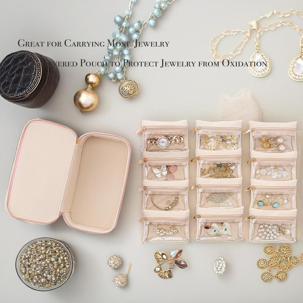 Boîte de rangement à bijoux zippée avec compartiments | elesira