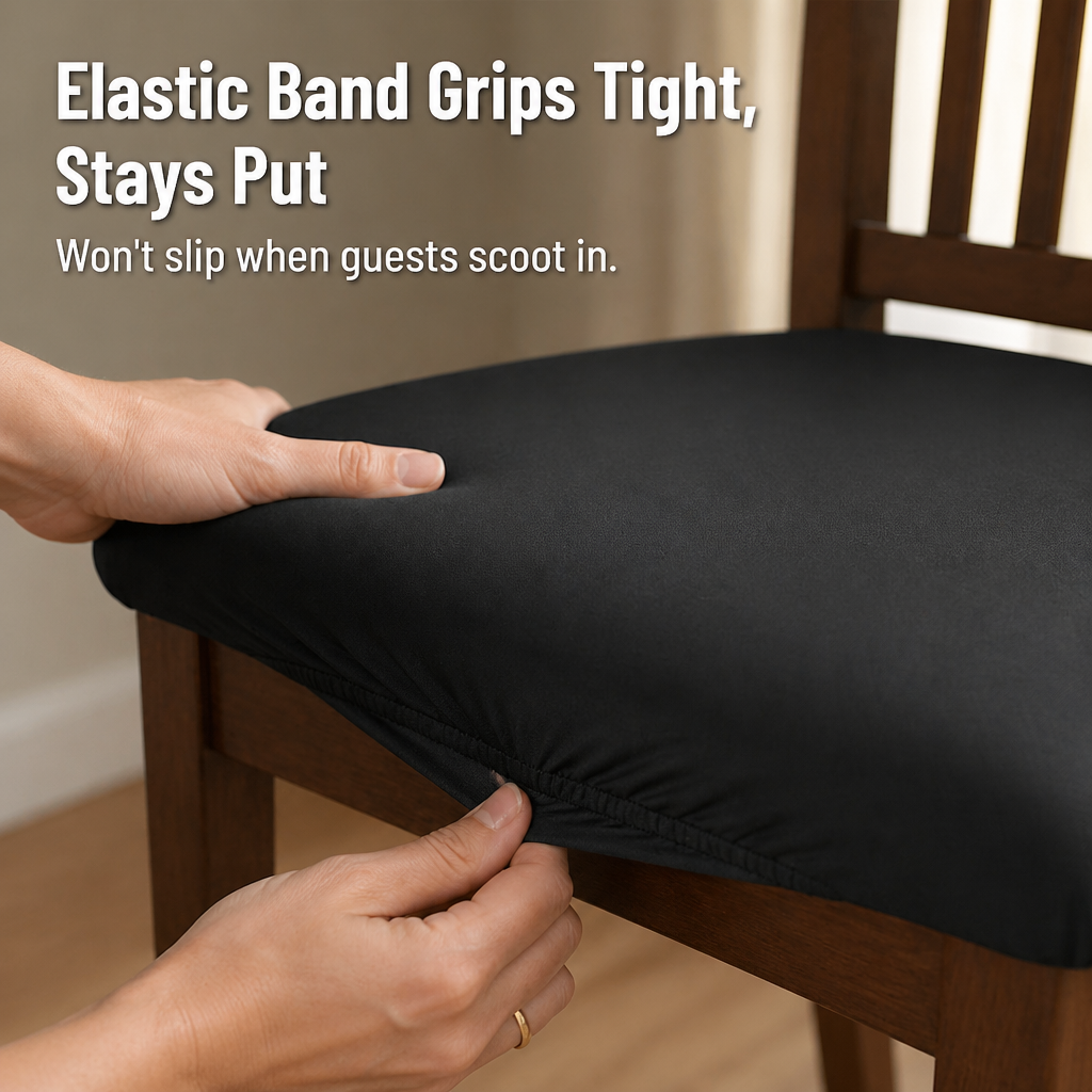 Velaria Dining Chair Seat Covers | Conceal Stains and Revive Worn Chairs in Minutes | elesira