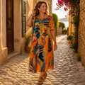 ZephyraWave – Robe d'été bohème au motif abstrait et aérien | elesira