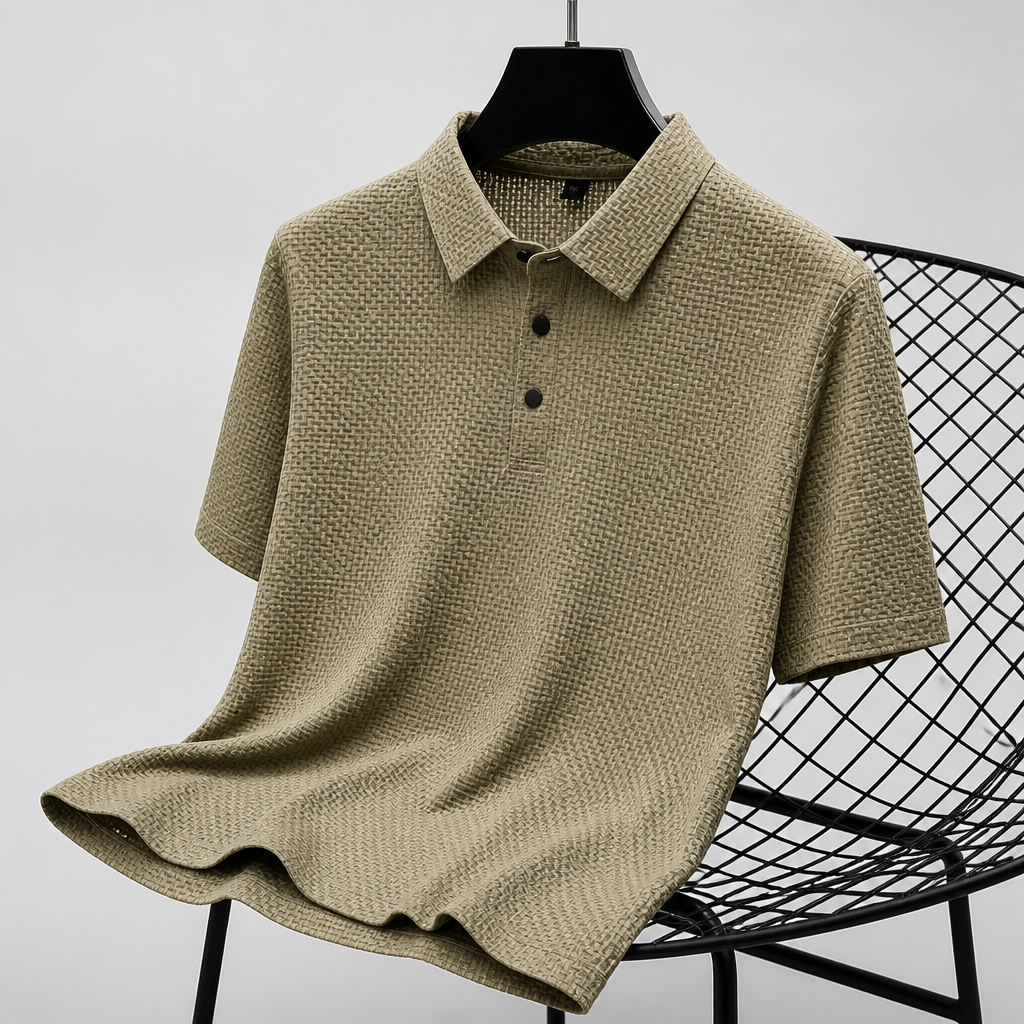 VentraBreeze – Breathable Textured Knit Polo Featuring Snap-Button Placket | elesira