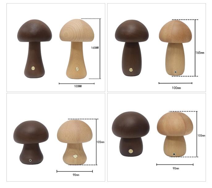 LUMONIGHT | Wooden Mushroom LED Night Light with Touch Switch | Atmospheric Lighting | Child Friendly Lamp | elesira