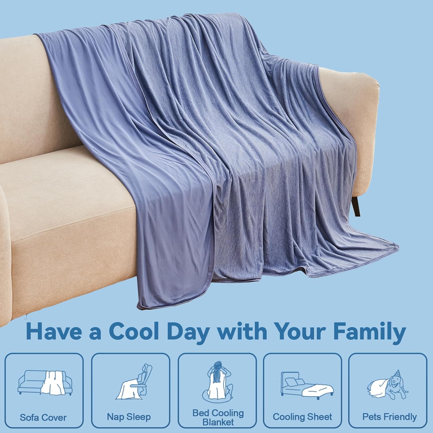 שמיכת טלוויזיה מקררת Coastal Comfort עם קירור דו-צדדי ונשימה טובה עבור מי שסובלים מחום בזמן השינה - Elesira