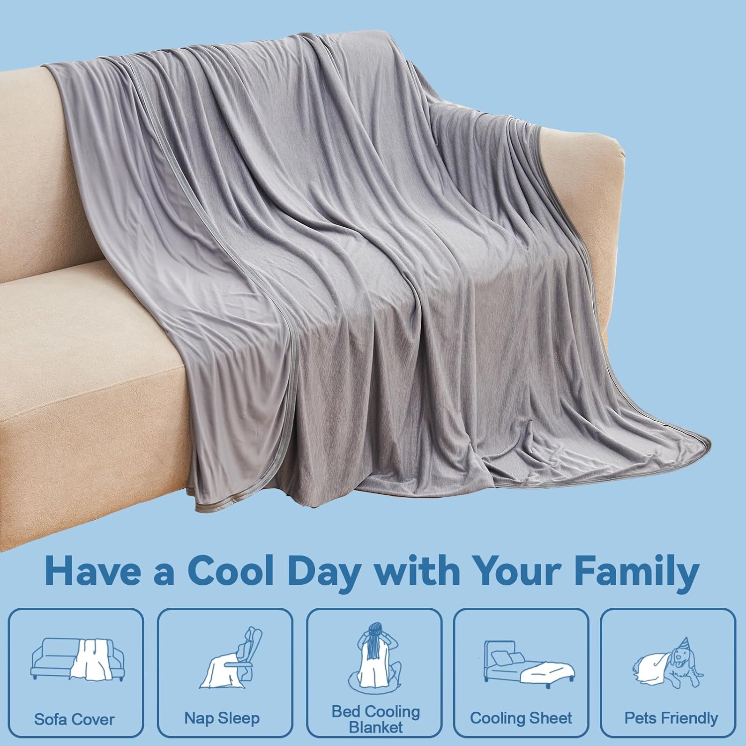 שמיכת טלוויזיה מקררת Coastal Comfort עם קירור דו-צדדי ונשימה טובה עבור מי שסובלים מחום בזמן השינה - Elesira