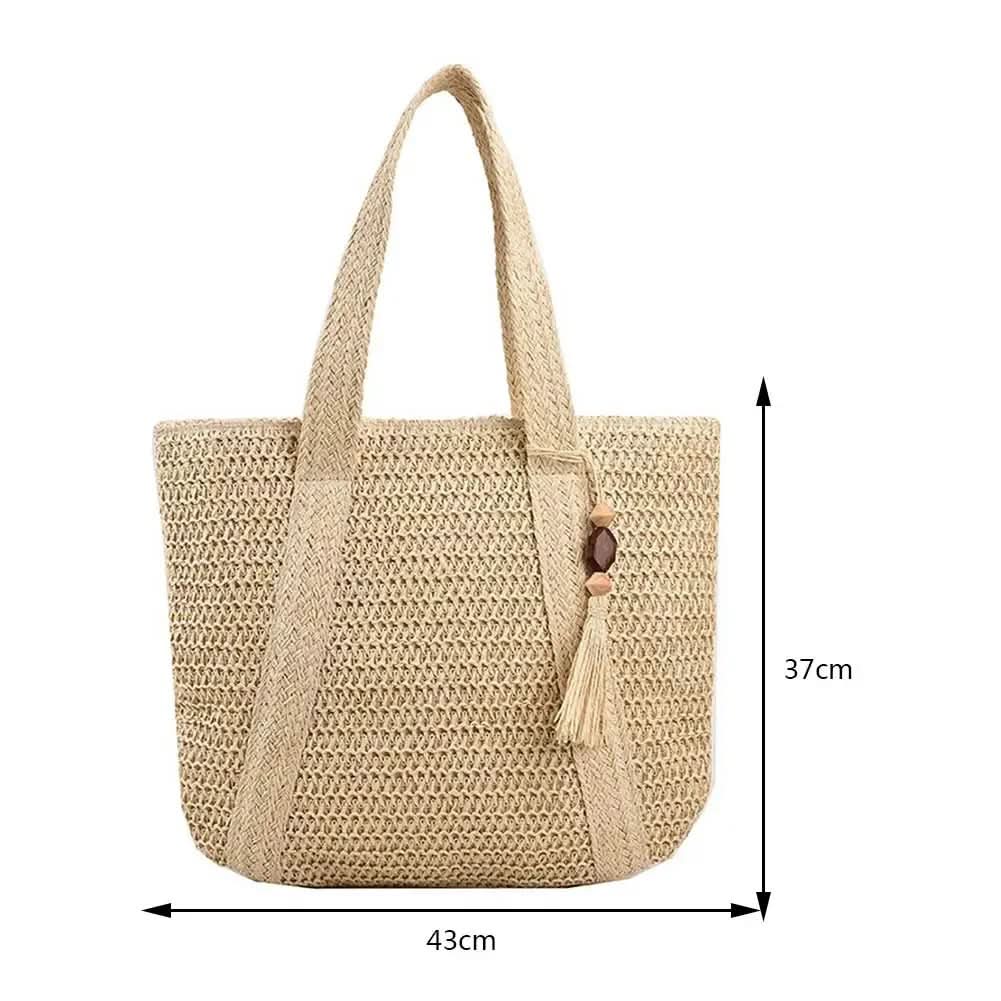 Woven Raffia Tote Bag for Shoulder Carry | elesira