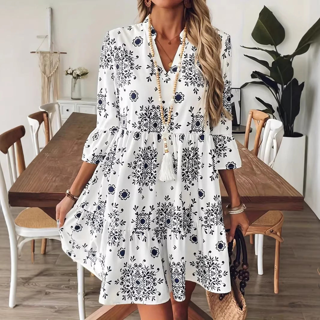 Robe Élégante Manches Trois-Quarts