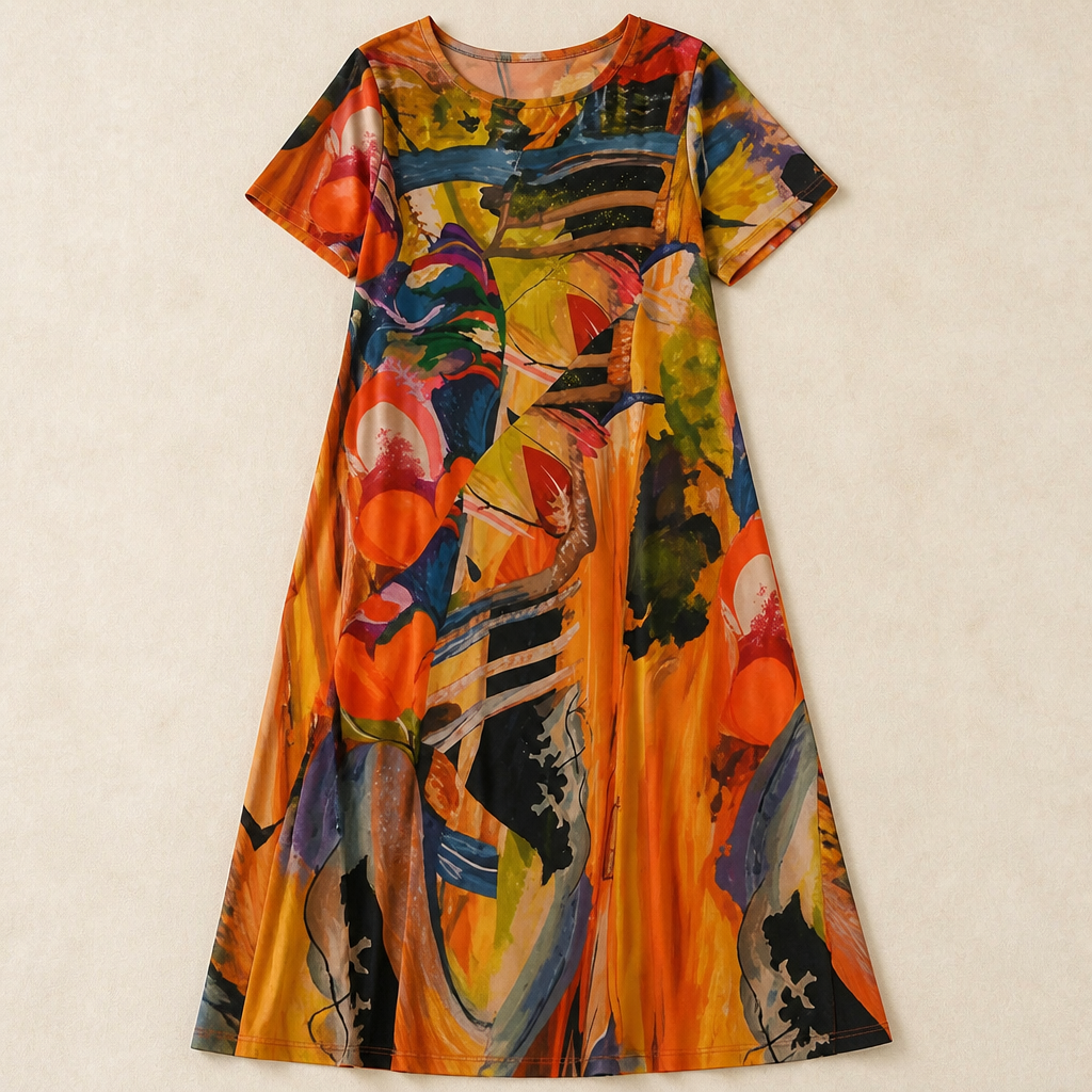 ZephyraWave – Robe d'été bohème au motif abstrait et aérien | elesira