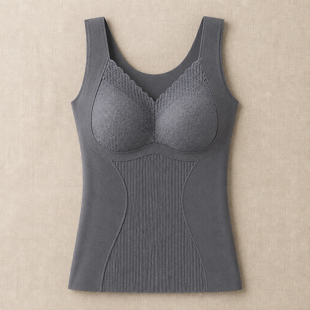 VeloFlex – Termisk, sømløs modellerende camisole med integreret blonde-bh | elesira