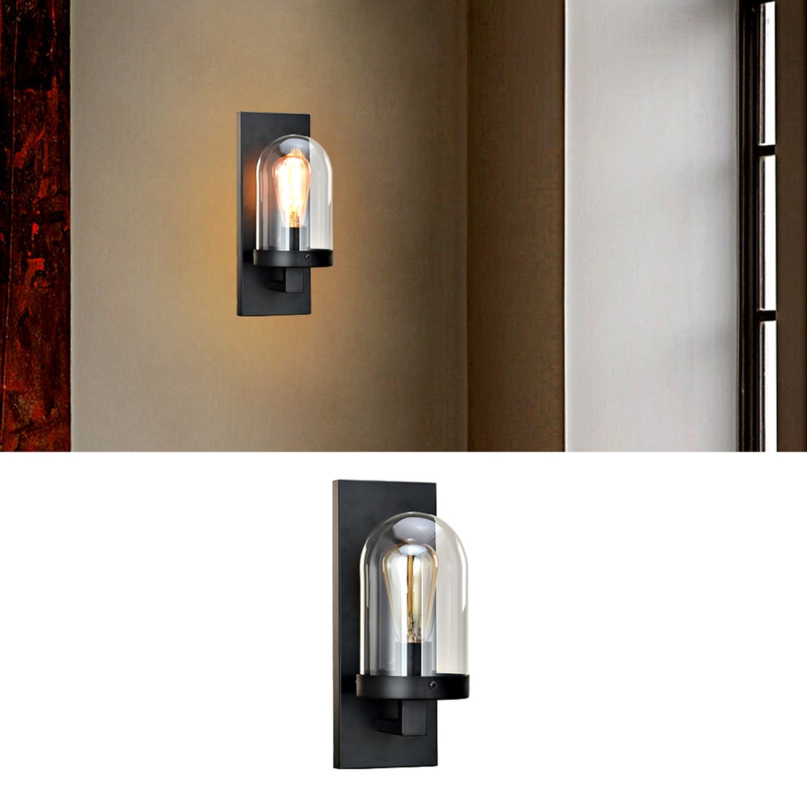Black Wall Sconce Lighting with Glass Shade | elesira