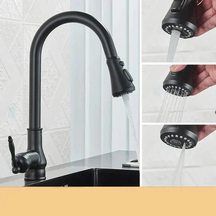 Robinet de bucătărie vintage din alamă - Pipă pivotantă - Control cu o singură manetă - BrassArc | elesira