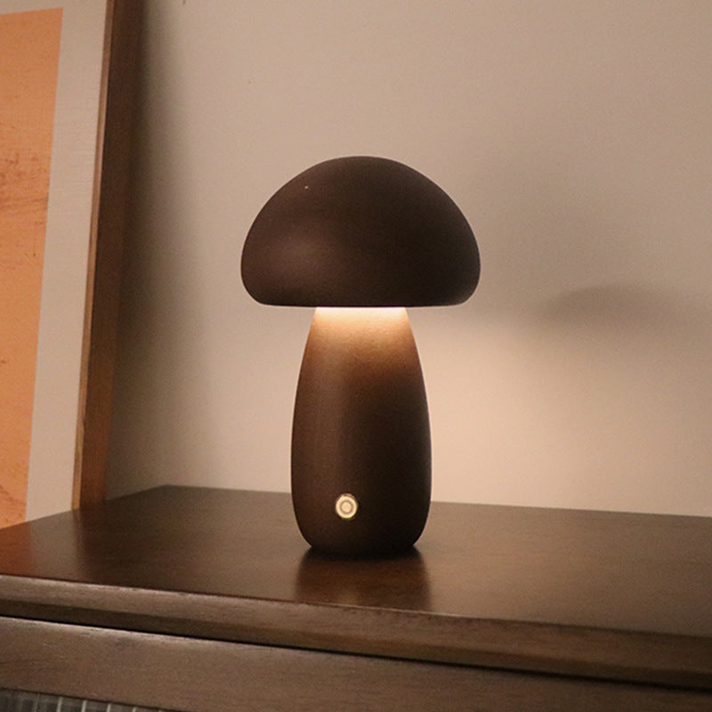 LUMONIGHT | Wooden Mushroom LED Night Light with Touch Switch | Atmospheric Lighting | Child Friendly Lamp | elesira