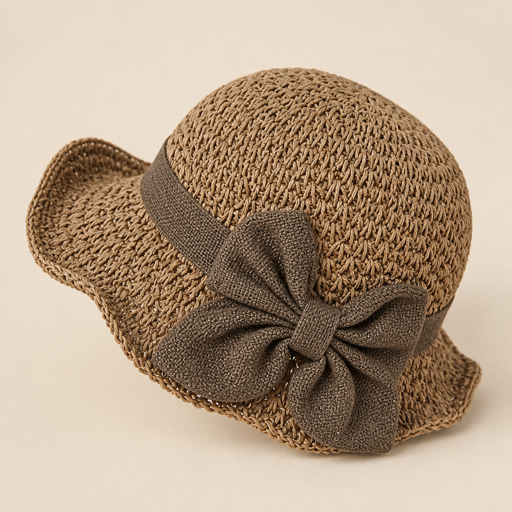 Solenza – Stylish Packable Straw Sun Hat Featuring Bow | elesira