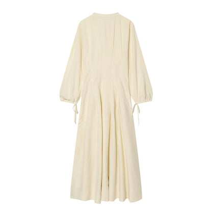 Robe Plissée Cintrée Col Rond