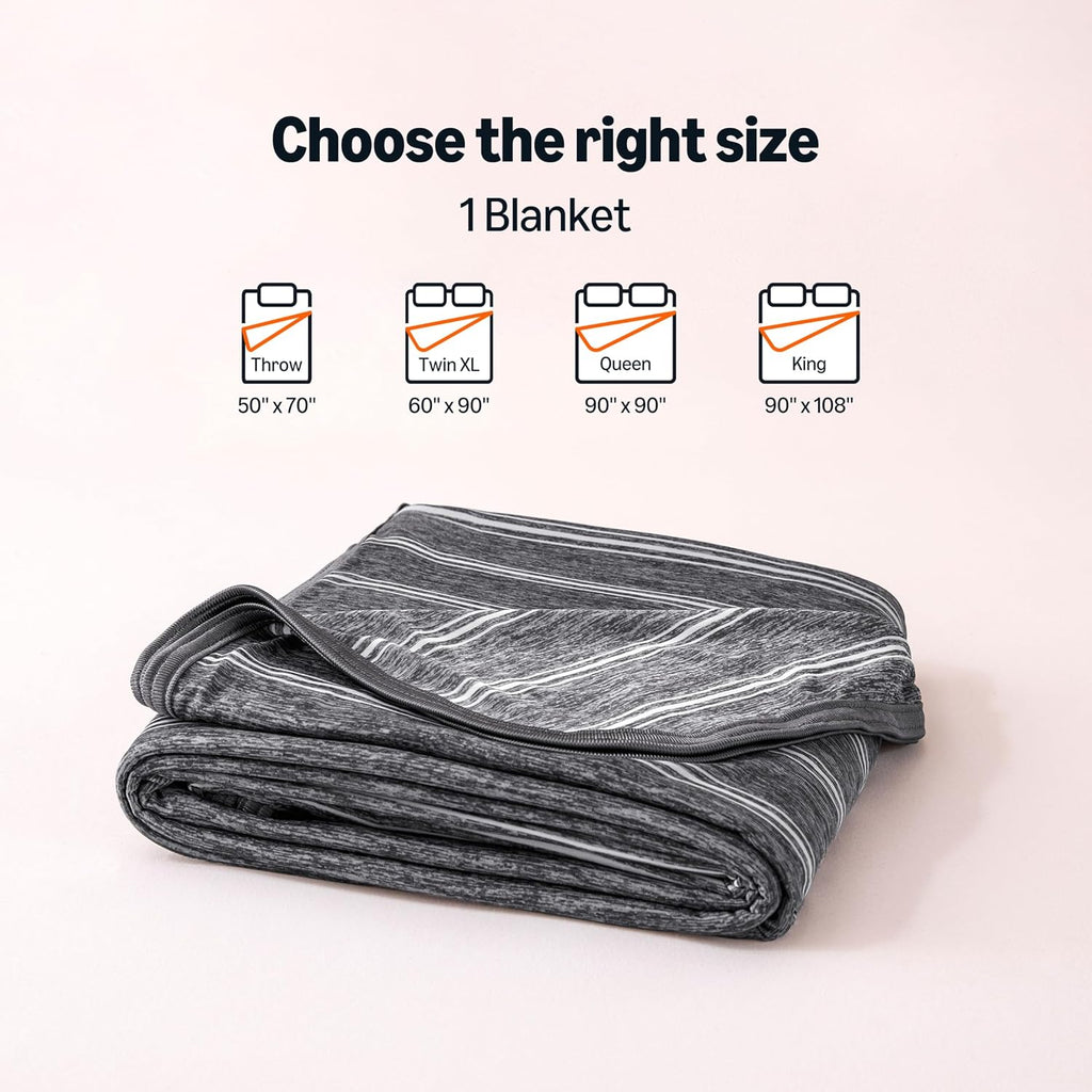 Cozy Comfort Striped Cooling Throw For Hot Sleepers Reversible - Elesira